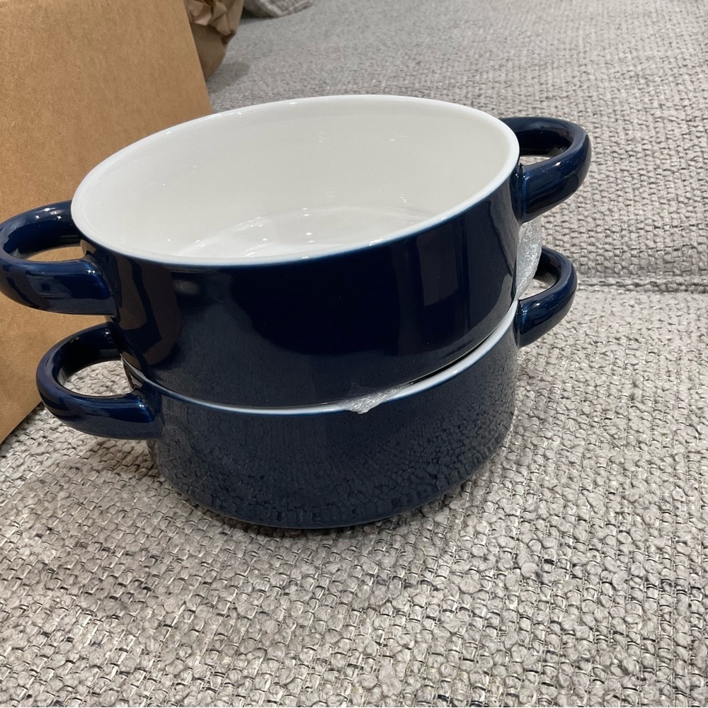 Navy Blue Ceramic Soup Bowls